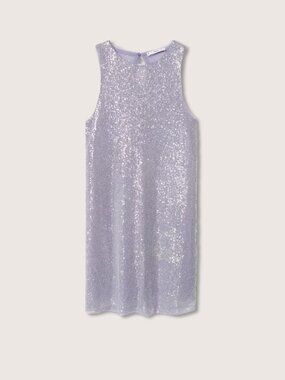 Mango Lilac Lavender Light Purple Sequin Applique Mini Dress
